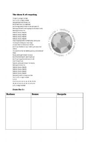 English Worksheet: Lets sing the 3 R
