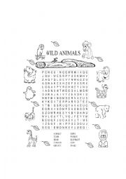 English Worksheet: Wild animals puzzle