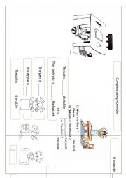 English Worksheet: preposition of place on in under