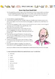 English Worksheet: Roald Dahl - short story + giving advice