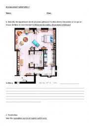 English Worksheet: Furnitures and rooms of apartments 