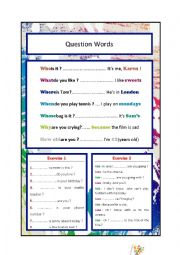 English Worksheet: Question Words-Graffiti style Grammar Guide