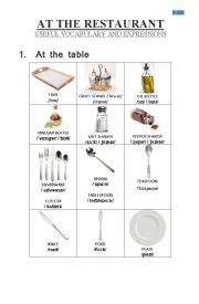 English Worksheet: At the restaurant and Food vocabulary