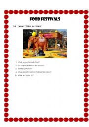 English Worksheet: Food Festivals Around the World