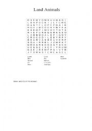 English Worksheet: LANDS ANIMALS