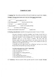 English Worksheet: diagnostic