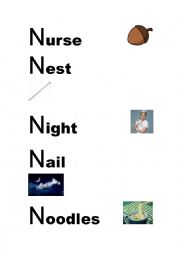 English Worksheet: N words exercise