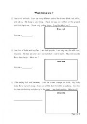 English Worksheet: What Animal am I? Zoo Animals