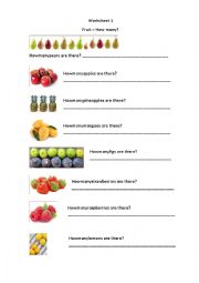 English Worksheet: fruit