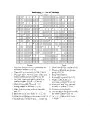 English Worksheet: Macbeth Crosseord Puzzle