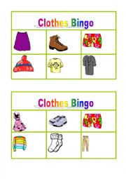 English Worksheet: Clothes Bingo