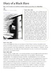 English Worksheet: Diary of a black slave 