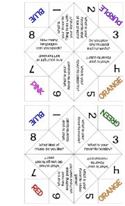 English Worksheet: Getting To Know You Cootie Catcher