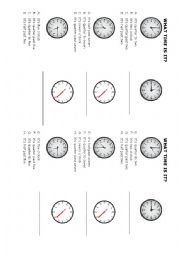 English Worksheet: WHAT TIME IS IT? WORKSHEET