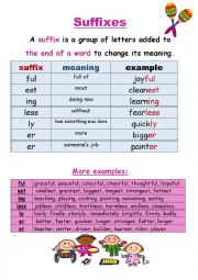 English Worksheet: Suffixes