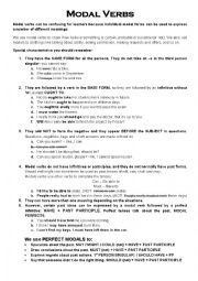 English Worksheet: MODAL VERBS, SEMI-MODAL VERBS AND PERFECT MODALS