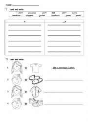English Worksheet: she or he is wearing ... 