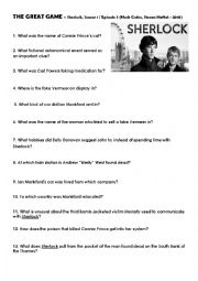 English Worksheet: Sherlock tv series 1x3 The great game worksheet