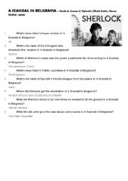 English Worksheet: Sherlock tv series 2x1 A scandal in Belgravia worksheet and answer key