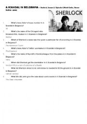 Sherlock tv series 2x1 A scandal in Belgravia worksheet and answer key