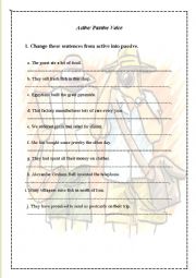 English Worksheet: Active passive task with answers