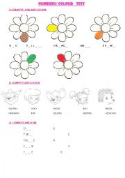 test numbers and colours