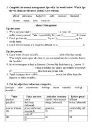 English Worksheet: Money related vocabulary exercises