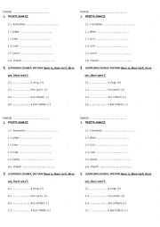 English Worksheet: there is/are