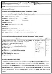 Mid-semester Test 2 (semester 2) 8th form