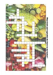 English Worksheet: Fruit and Veggies Crosswords