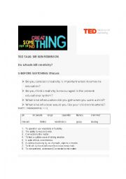 English Worksheet: DO SCHOOLS KILL CREATIVITY? FROM TED TALKS