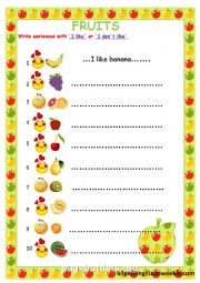 English Worksheet: FRUITS