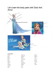 English Worksheet: Lets learn about body parts with Elsa and Anna