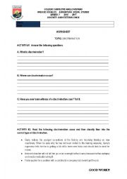 English Worksheet: Types of discrimination