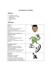 English Worksheet: The Elements of Tableaux