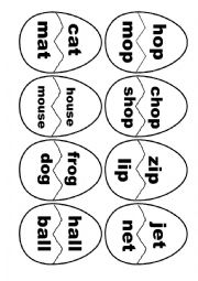 English Worksheet: rhyming words eggs, matching, phonics