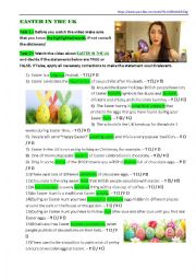 English Worksheet: EASTER IN THE UK : A Video-Related Task