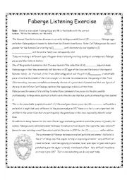 English Worksheet: Faberge Egg Video Listening Activity