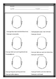 English Worksheet: Personal descriptions reading