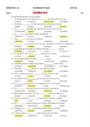 English Worksheet: Influence 12 Unit 11 Vocabulary Quiz