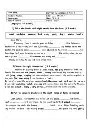 English Worksheet: 7th  Semester 2 Test2 