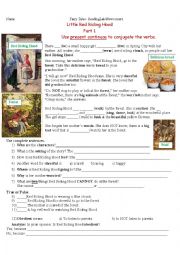 English Worksheet: Red Riding Hood Fairy Tale - Present Continuous