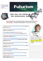 English Worksheet: FUTURISM (TO PRESENT 