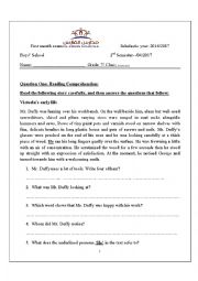 English Worksheet: 7th grade 1st exam 