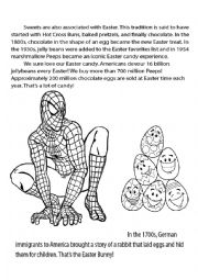 English Worksheet: Easter story with facts, coloring and word search. Entire package.