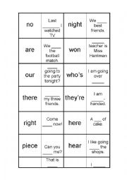 Common Homophone Dominoes