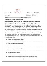 English Worksheet: grade 8 2nd exam 1st sem.