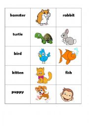 English Worksheet: Animals Card Game