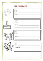 English Worksheet: Learning the Consonants