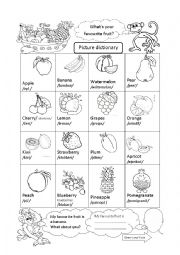 English Worksheet: Fruit picture dictionary